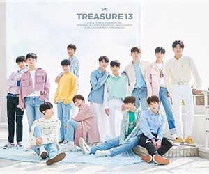 TREASURE13メンバーのパン・イェダム、ハルト、ソ・ジョンファン、キム・ジュンギュ、パク・ジョンウ、ユン・ジェヒョク、チェ・ヒョンソク、ハ・ユンビン、マシホ、キム・ドヨン、ヨシノリ、パク・ジフン、アサヒ